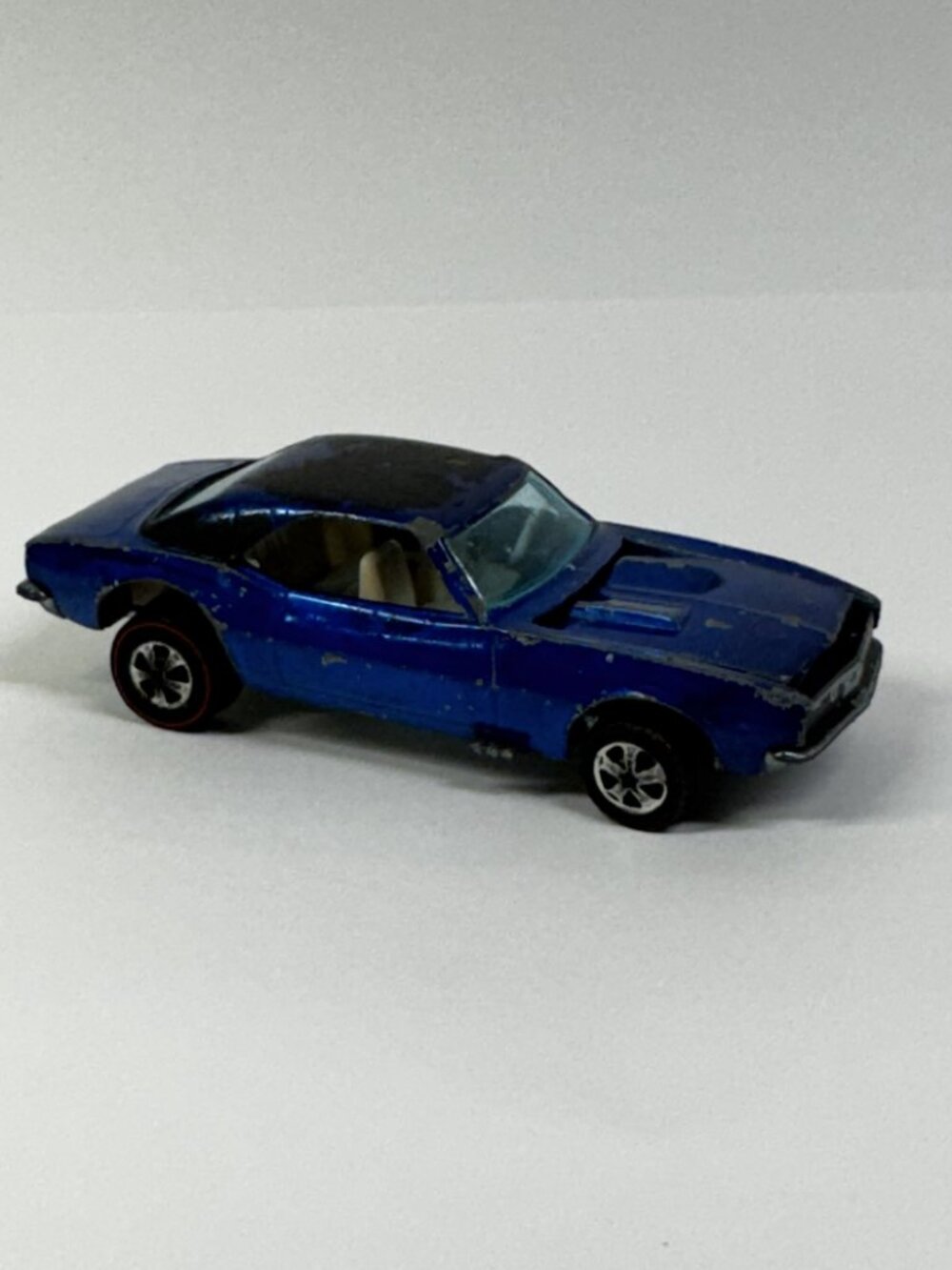 Hot Wheels Redline Vintage CUSTOM CAMARO Blue & Tan Interior With HK Base